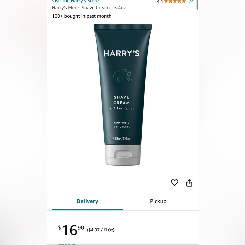 Harry's Men's Shave Cream - 3.4oz
